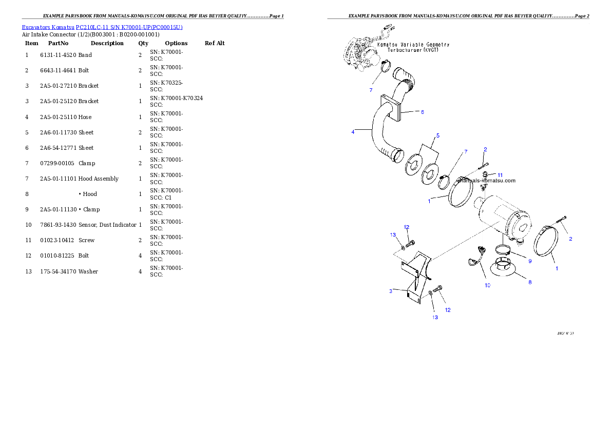 Protected: PC210LC-11 S/N K70001-UP Partsbook