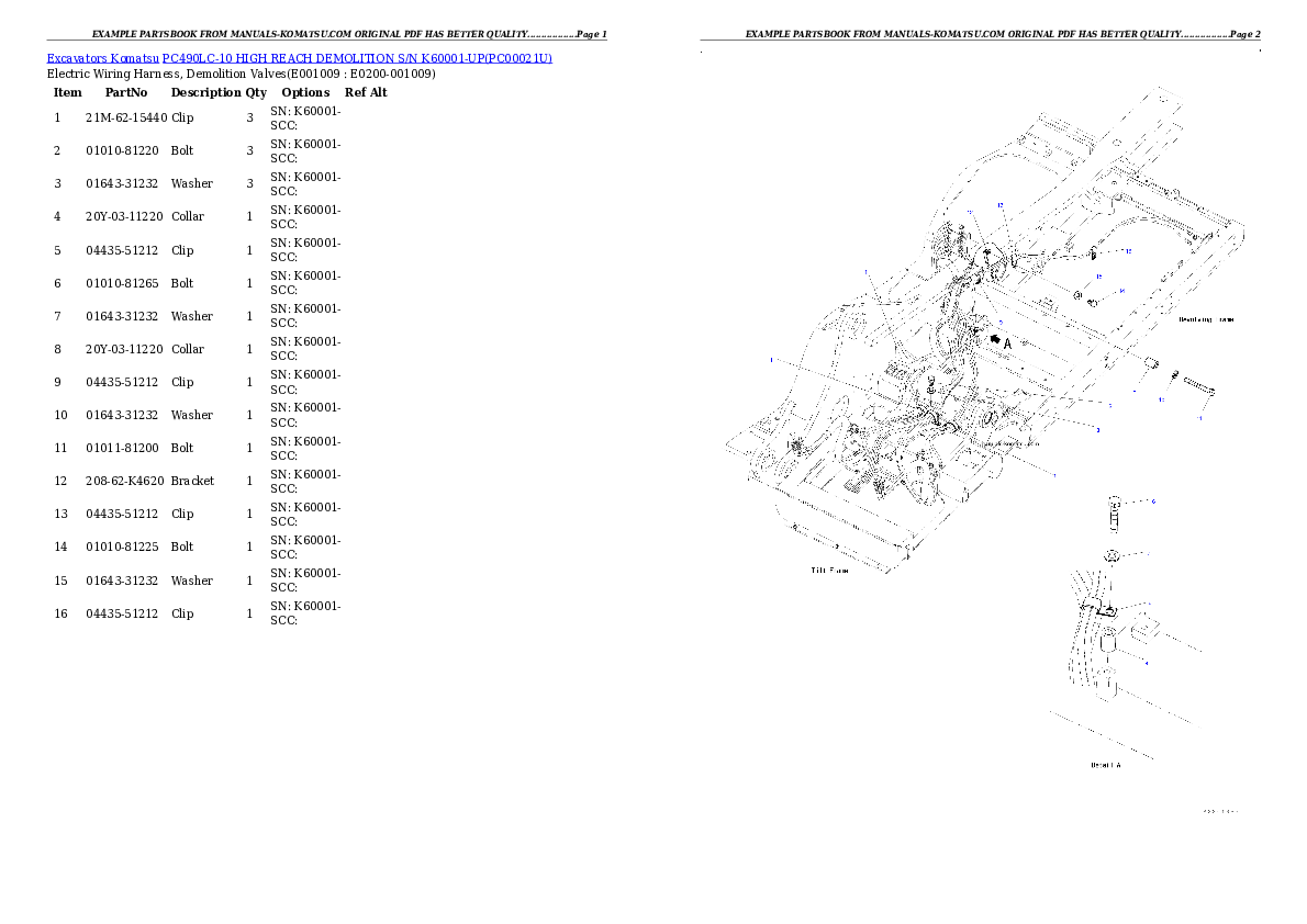 Protected: PC490LC-10 HIGH REACH DEMOLITION S/N K60001-UP Partsbook