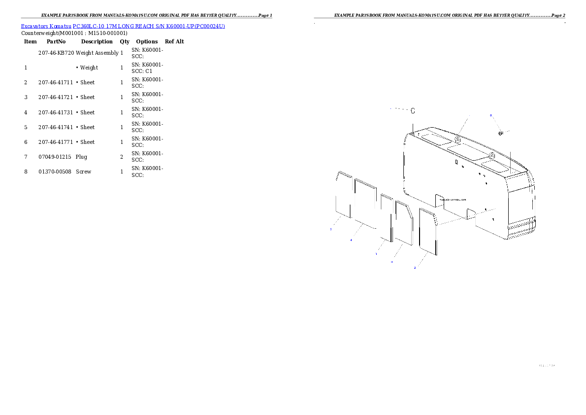 Protected: PC360LC-10 17M LONG REACH S/N K60001-UP Partsbook