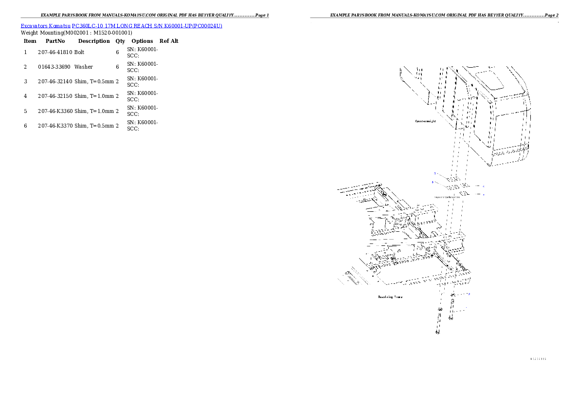 Protected: PC360LC-10 17M LONG REACH S/N K60001-UP Partsbook