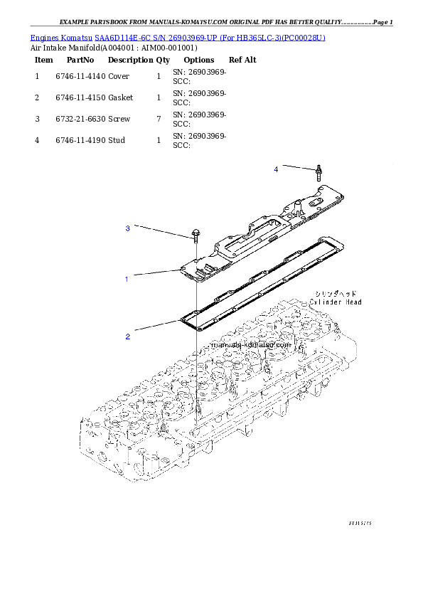 Protected: SAA6D114E-6C S/N 26903969-UP (For HB365LC-3) Partsbook