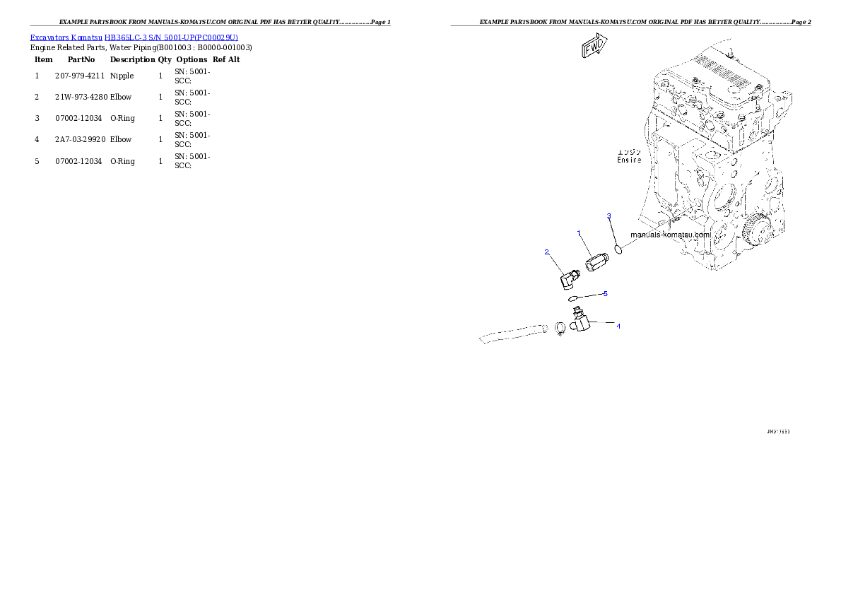 HB365LC-3 S/N 5001-UP Partsbook