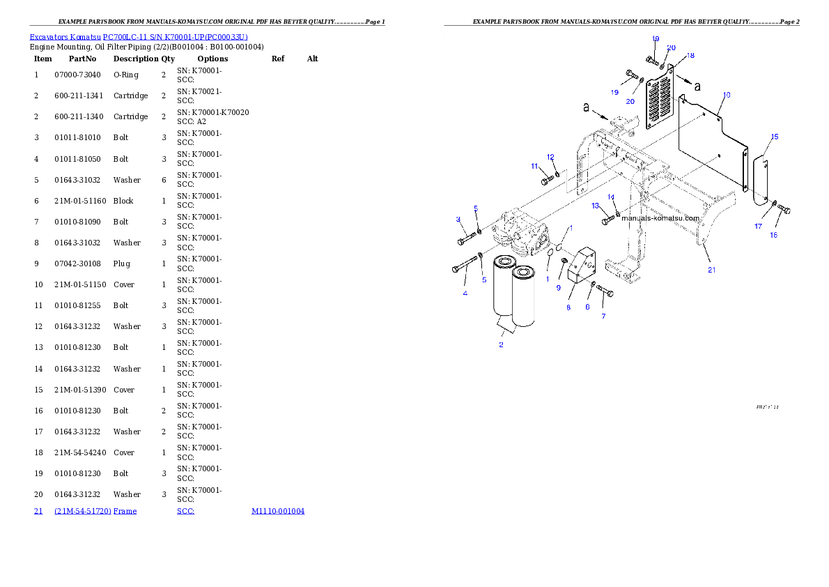 Protected: PC700LC-11 S/N K70001-UP Partsbook