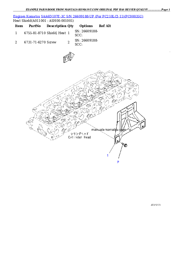 Protected: SAA6D107E-3C S/N 26609188-UP (For PC210LCI-11) Partsbook