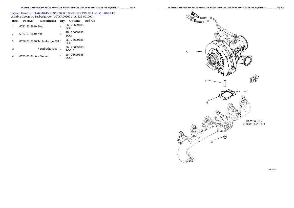 Protected: SAA6D107E-3C S/N 26609188-UP (For PC210LCI-11) Partsbook
