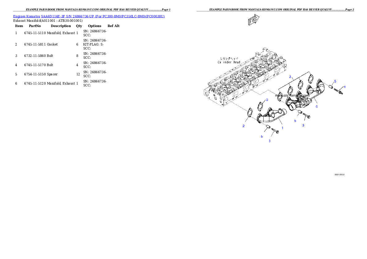Protected: SAA6D114E-3F S/N 26866736-UP (For PC300-8M0/PC350LC-8M0) Partsbook