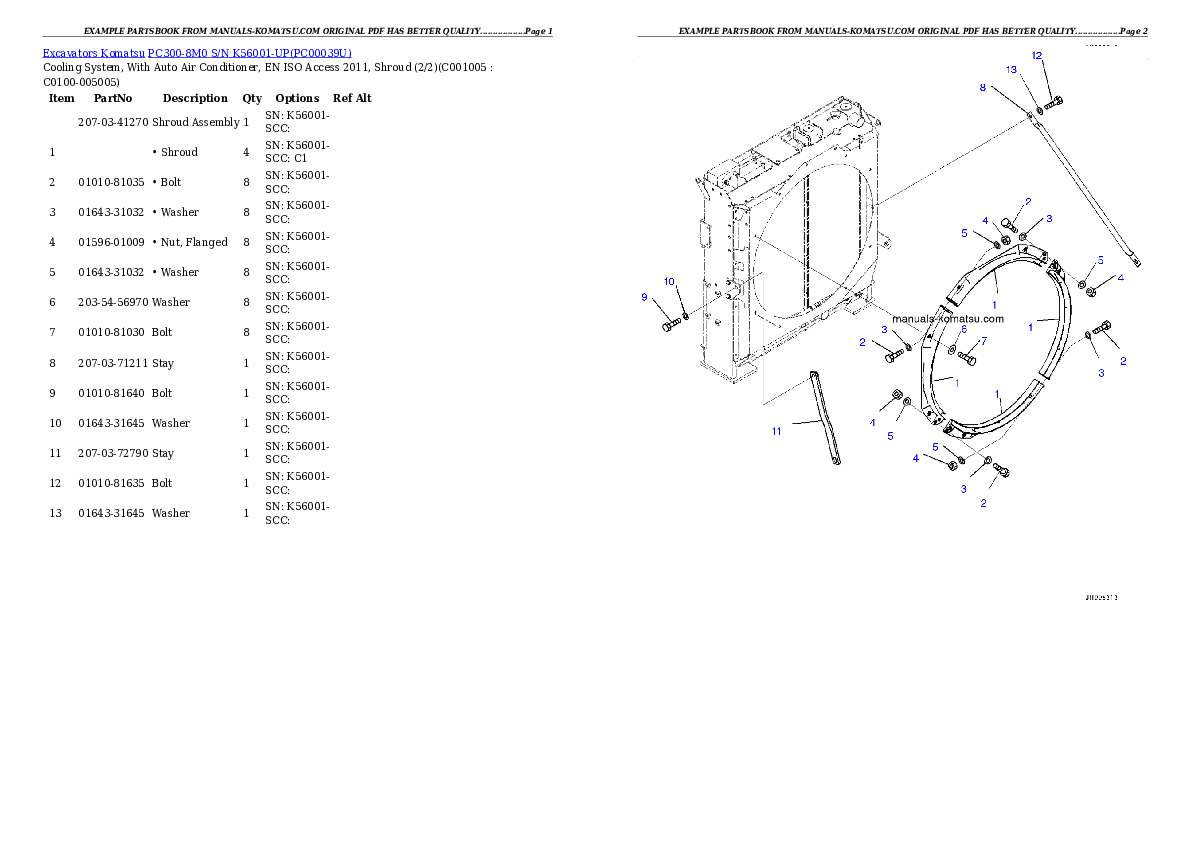 Protected: PC300-8M0 S/N K56001-UP Partsbook