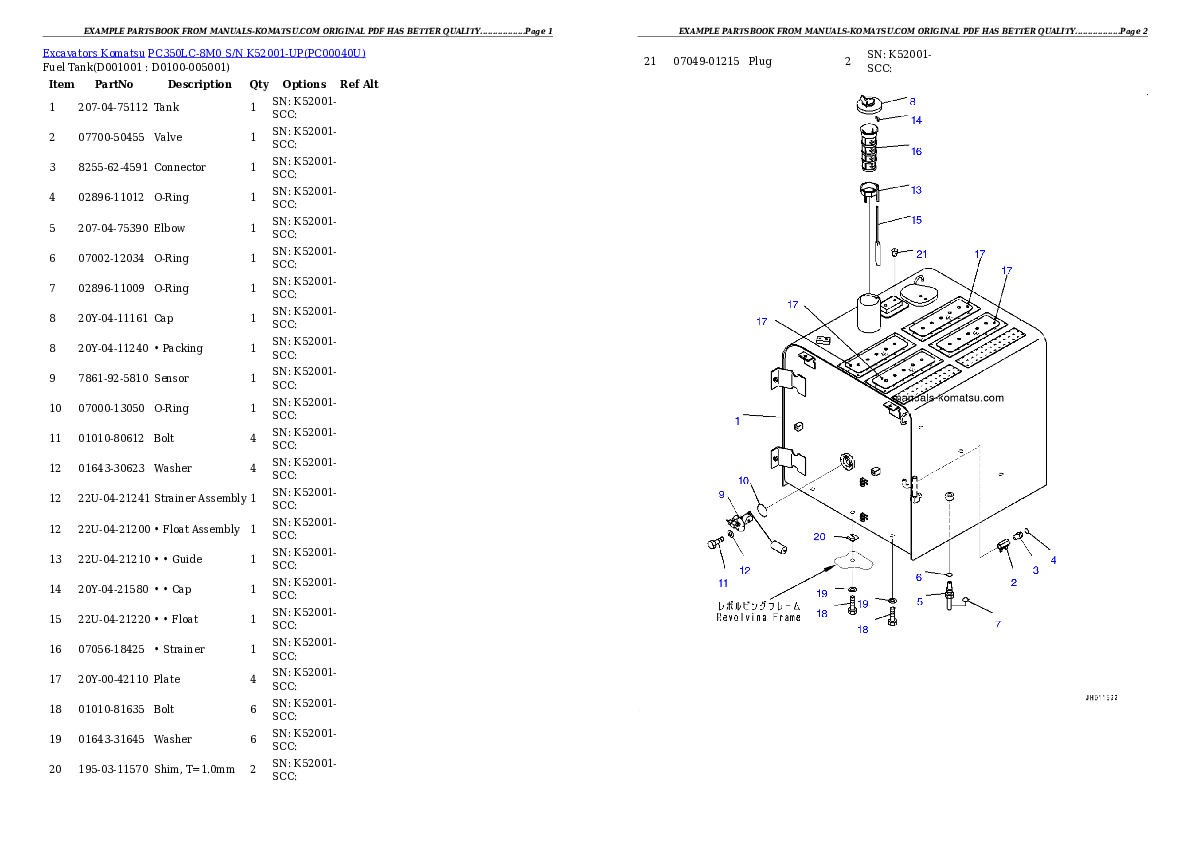 Protected: PC350LC-8M0 S/N K52001-UP Partsbook