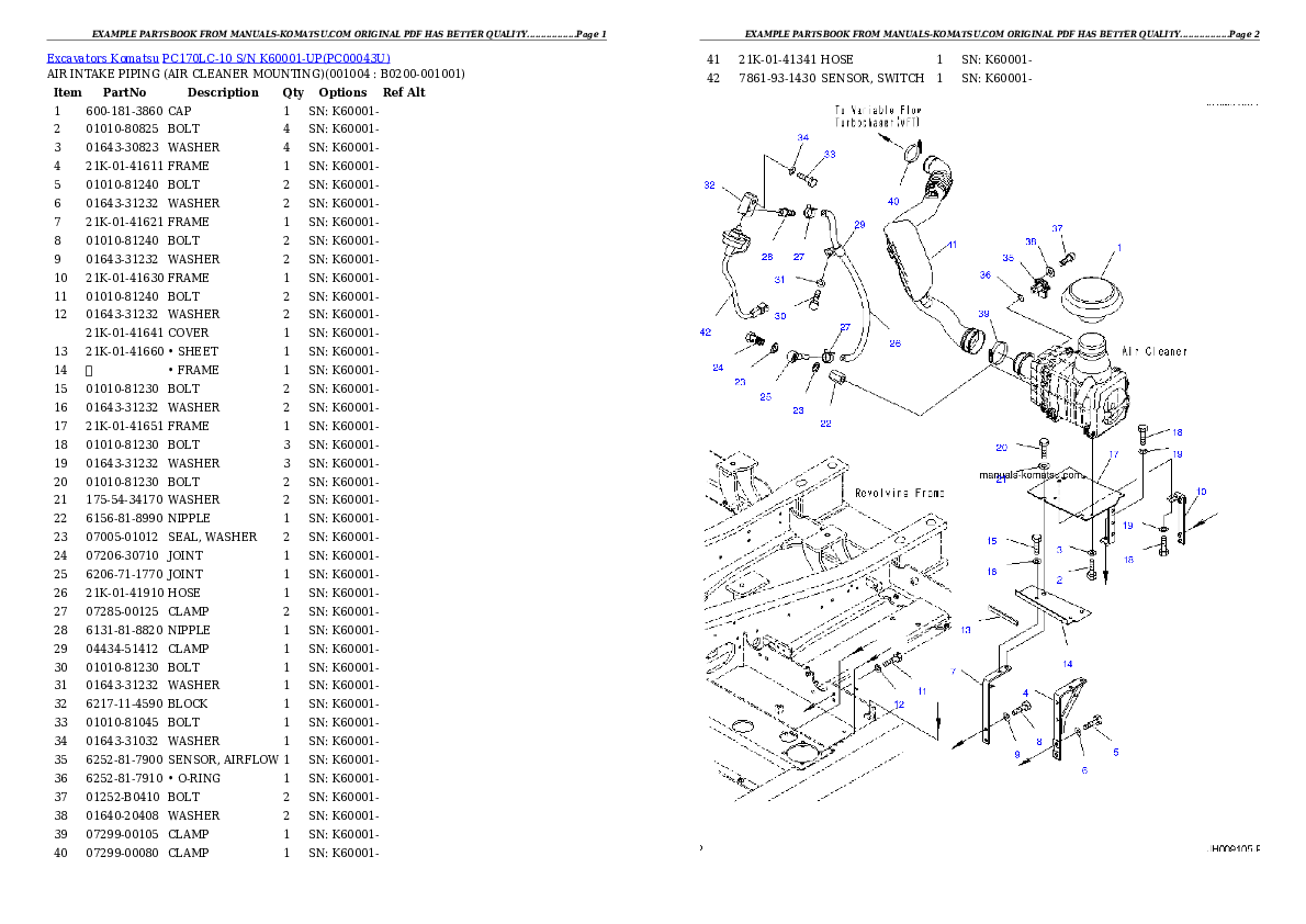 Protected: PC170LC-10 S/N K60001-UP Partsbook