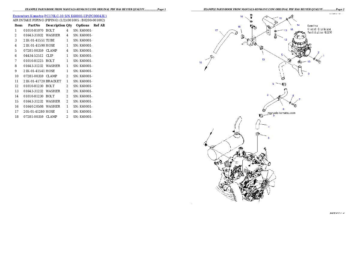 Protected: PC170LC-10 S/N K60001-UP Partsbook
