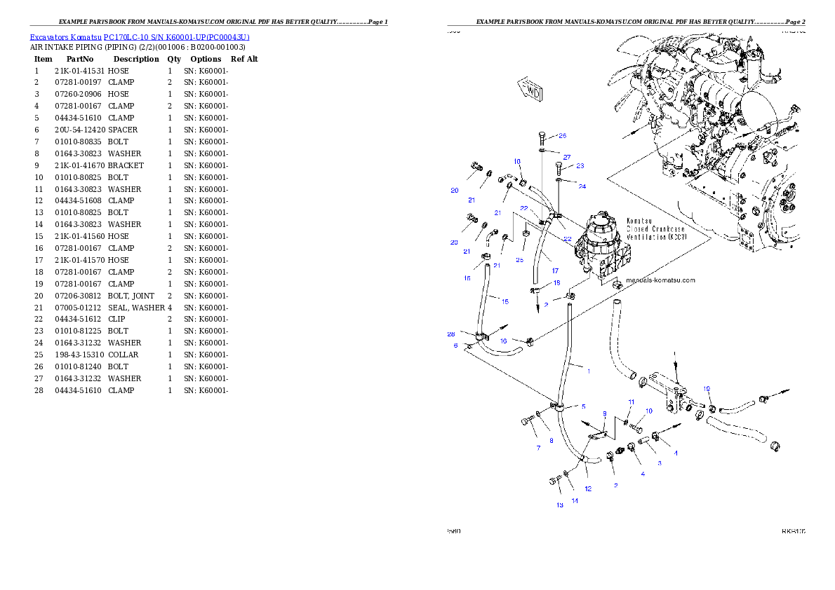 Protected: PC170LC-10 S/N K60001-UP Partsbook