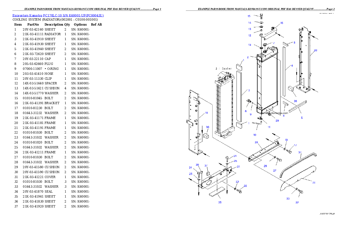 Protected: PC170LC-10 S/N K60001-UP Partsbook