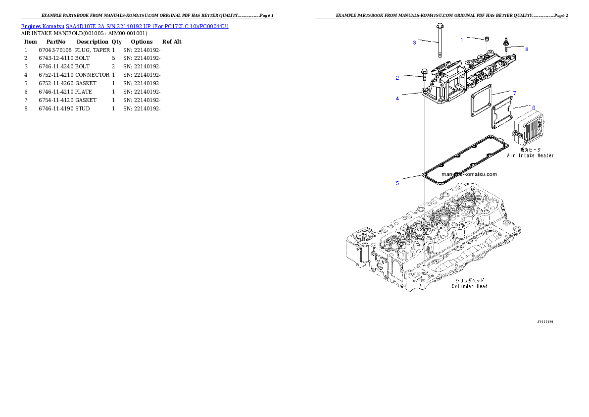 Protected: SAA4D107E-2A S/N 22140192-UP (For PC170LC-10) Partsbook