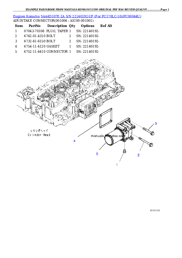Protected: SAA4D107E-2A S/N 22140192-UP (For PC170LC-10) Partsbook