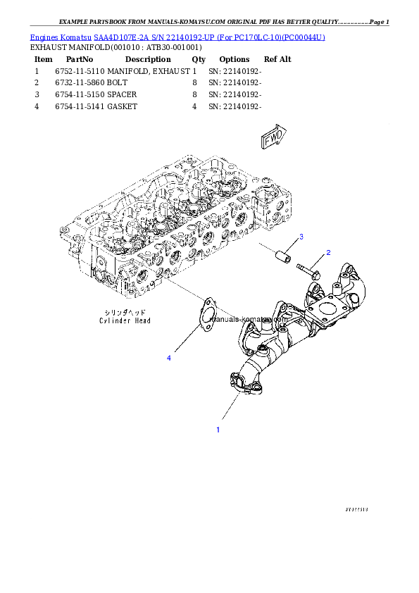 Protected: SAA4D107E-2A S/N 22140192-UP (For PC170LC-10) Partsbook