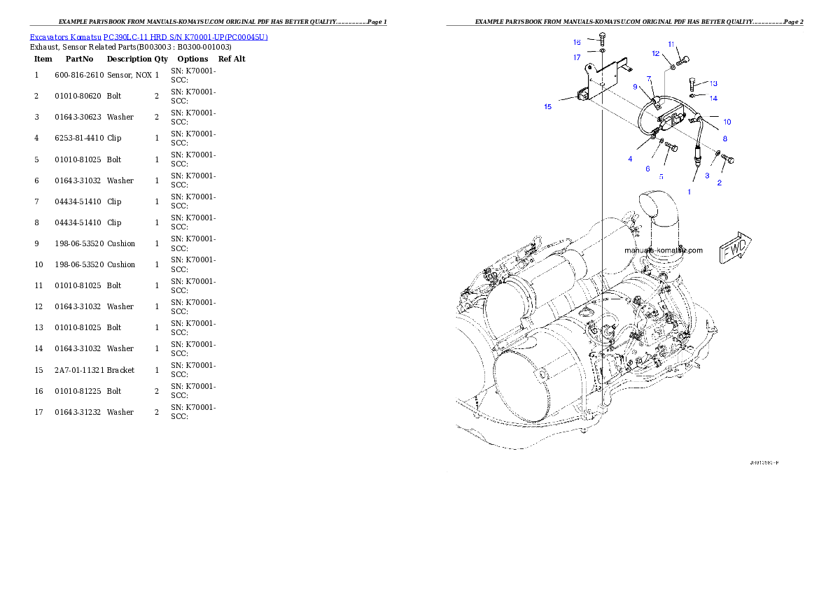 Protected: PC390LC-11 HRD S/N K70001-UP Partsbook