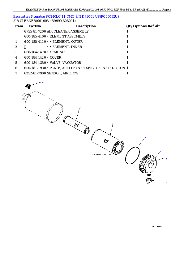 Protected: PC240LC-11 CMO S/N K73001-UP Partsbook