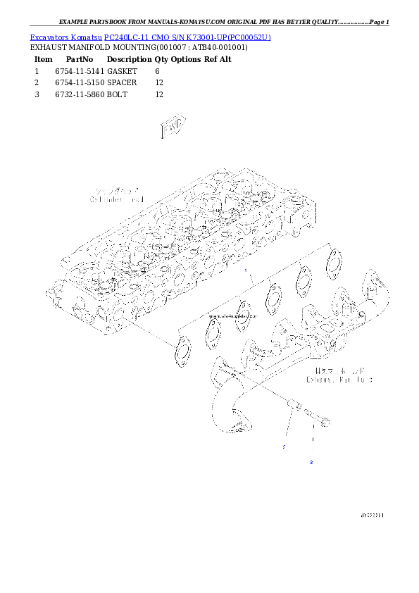 Protected: PC240LC-11 CMO S/N K73001-UP Partsbook