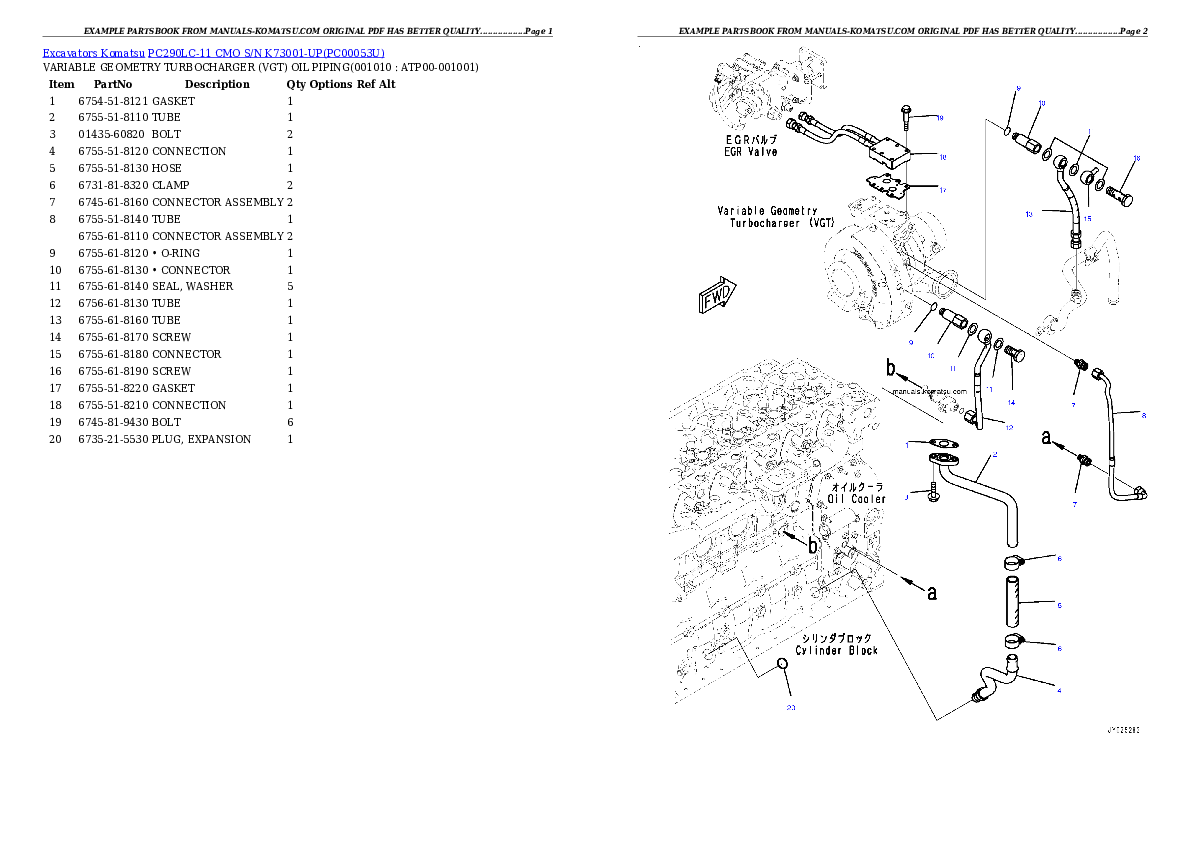 Protected: PC290LC-11 CMO S/N K73001-UP Partsbook