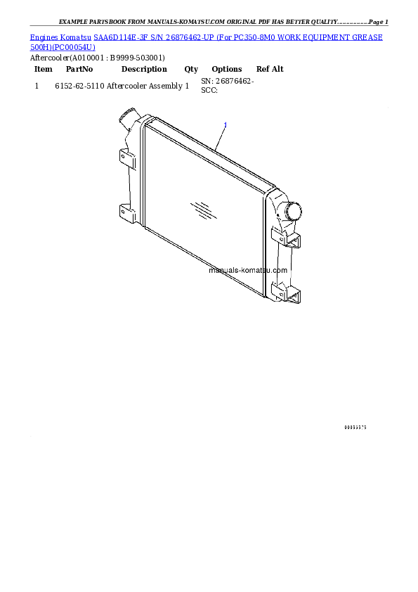 Protected: SAA6D114E-3F S/N 26876462-UP (For PC350-8M0 WORK EQUIPMENT GREASE 500H) Partsbook