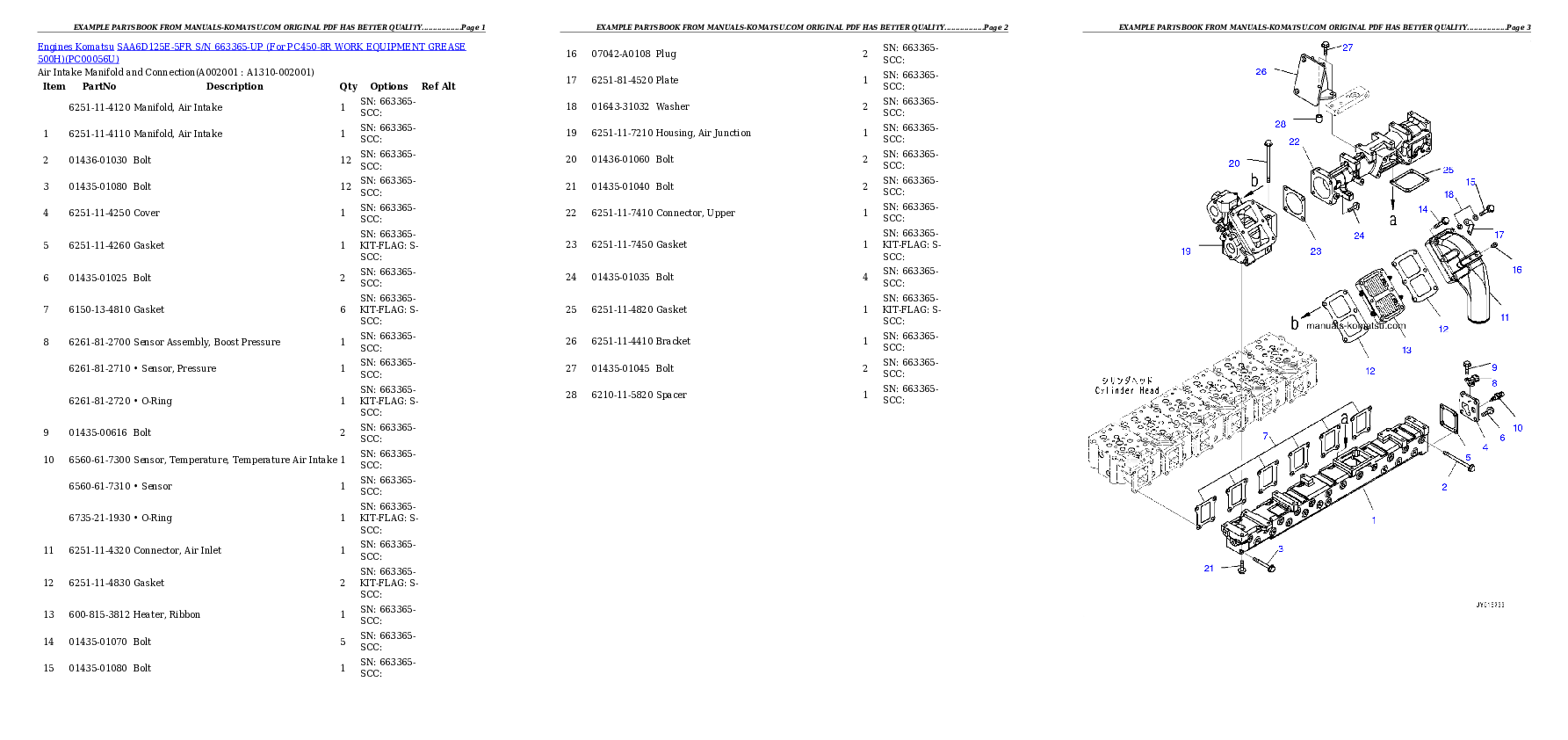 SAA6D125E-5FR S/N 663365-UP (For PC450-8R WORK EQUIPMENT GREASE 500H) Partsbook