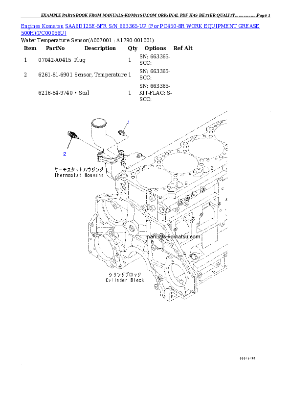 Protected: SAA6D125E-5FR S/N 663365-UP (For PC450-8R WORK EQUIPMENT GREASE 500H) Partsbook