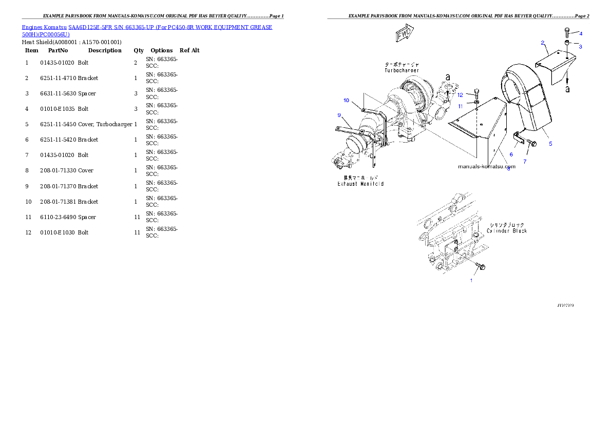 Protected: SAA6D125E-5FR S/N 663365-UP (For PC450-8R WORK EQUIPMENT GREASE 500H) Partsbook