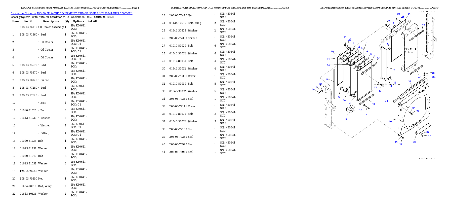 Protected: PC450-8R WORK EQUIPMENT GREASE 500H S/N K50641-UP Partsbook