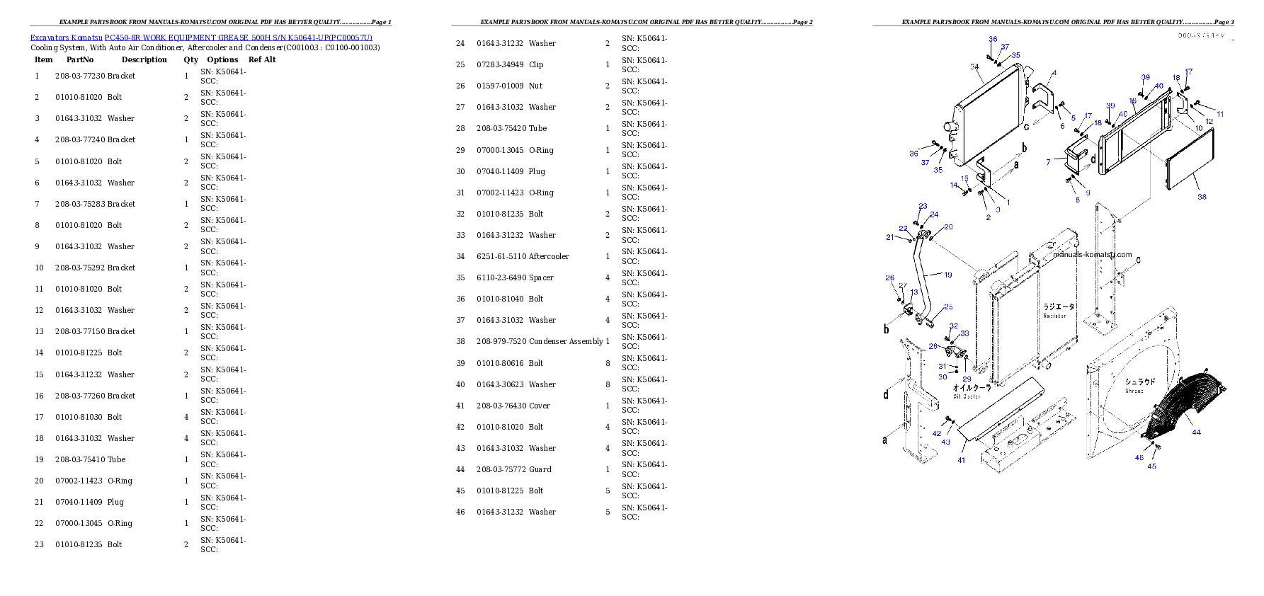 Protected: PC450-8R WORK EQUIPMENT GREASE 500H S/N K50641-UP Partsbook