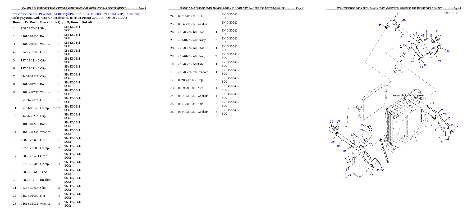 Protected: PC450-8R WORK EQUIPMENT GREASE 500H S/N K50641-UP Partsbook