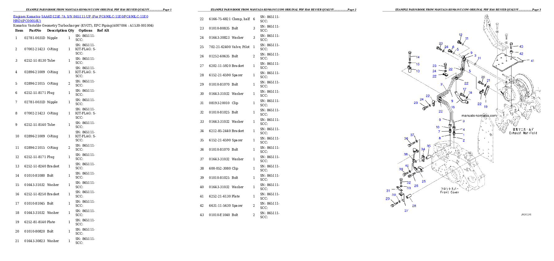 Protected: SAA6D125E-7A S/N 865111-UP (For PC490LC-11E0/PC490LC-11E0 HRD) Partsbook