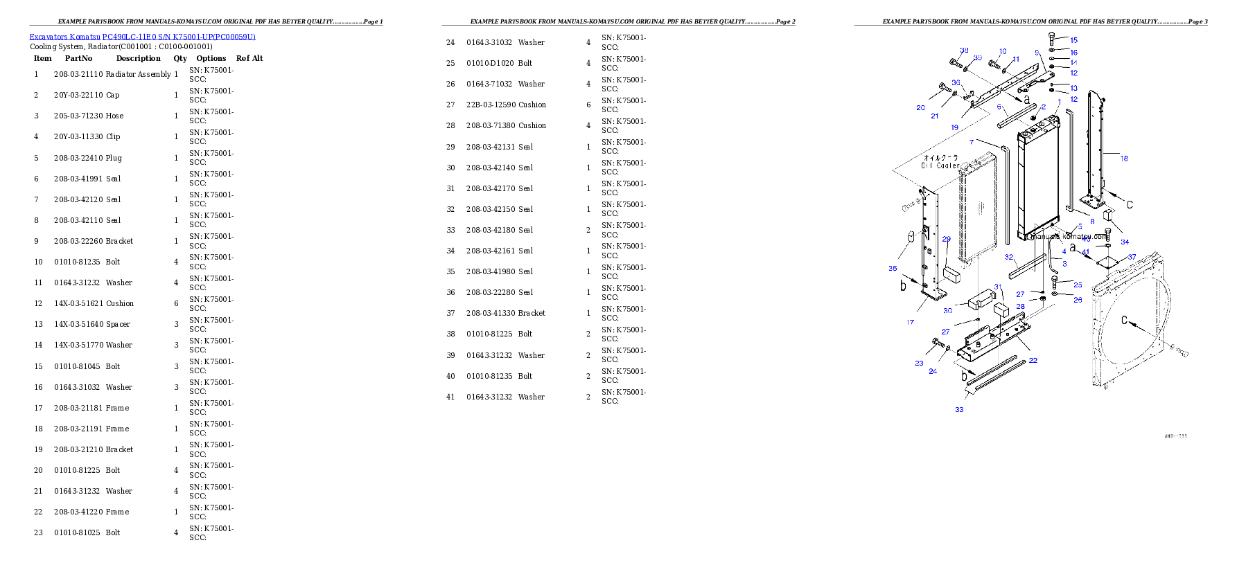 Protected: PC490LC-11E0 S/N K75001-UP Partsbook