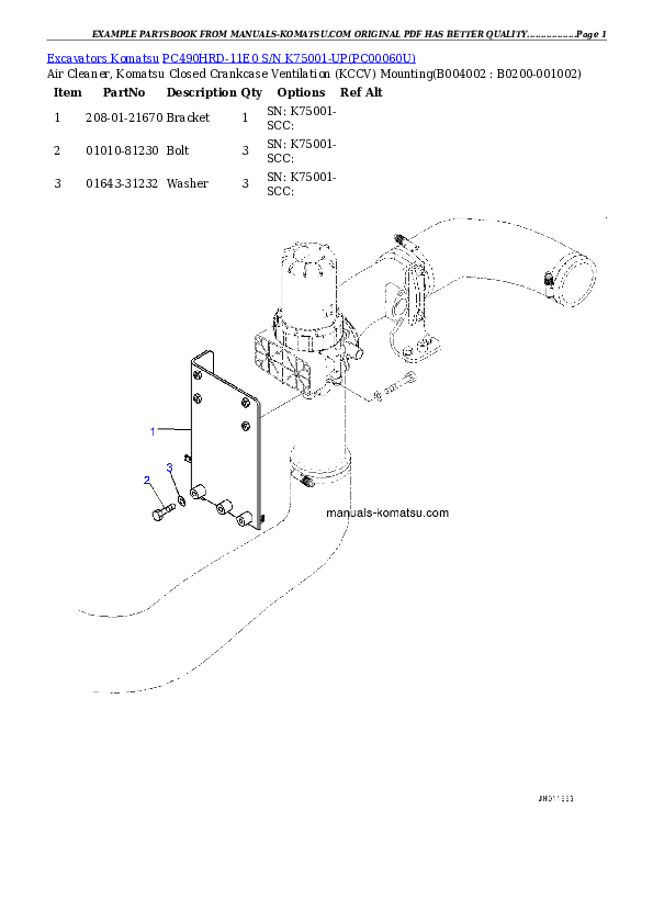Protected: PC490HRD-11E0 S/N K75001-UP Partsbook