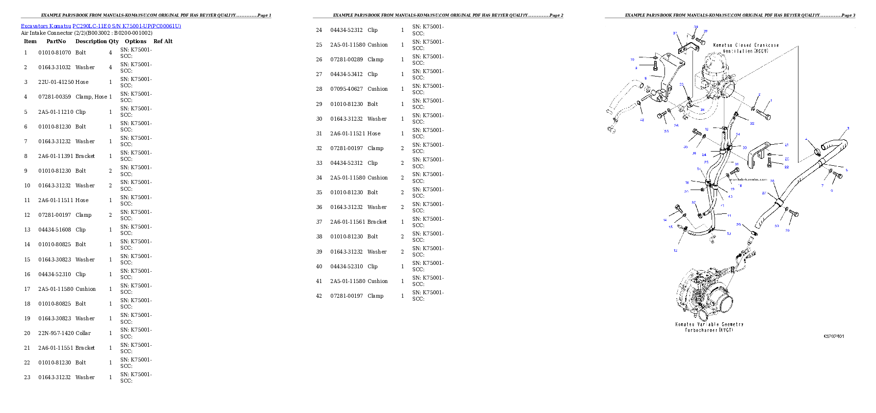 Protected: PC290LC-11E0 S/N K75001-UP Partsbook
