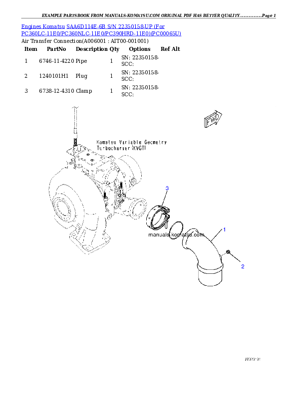 Protected: SAA6D114E-6B S/N 22350158-UP (For PC360LC-11E0/PC360NLC-11E0/PC390HRD-11E0) Partsbook