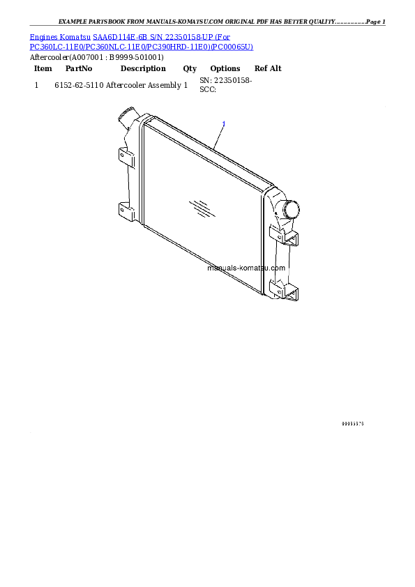 Protected: SAA6D114E-6B S/N 22350158-UP (For PC360LC-11E0/PC360NLC-11E0/PC390HRD-11E0) Partsbook