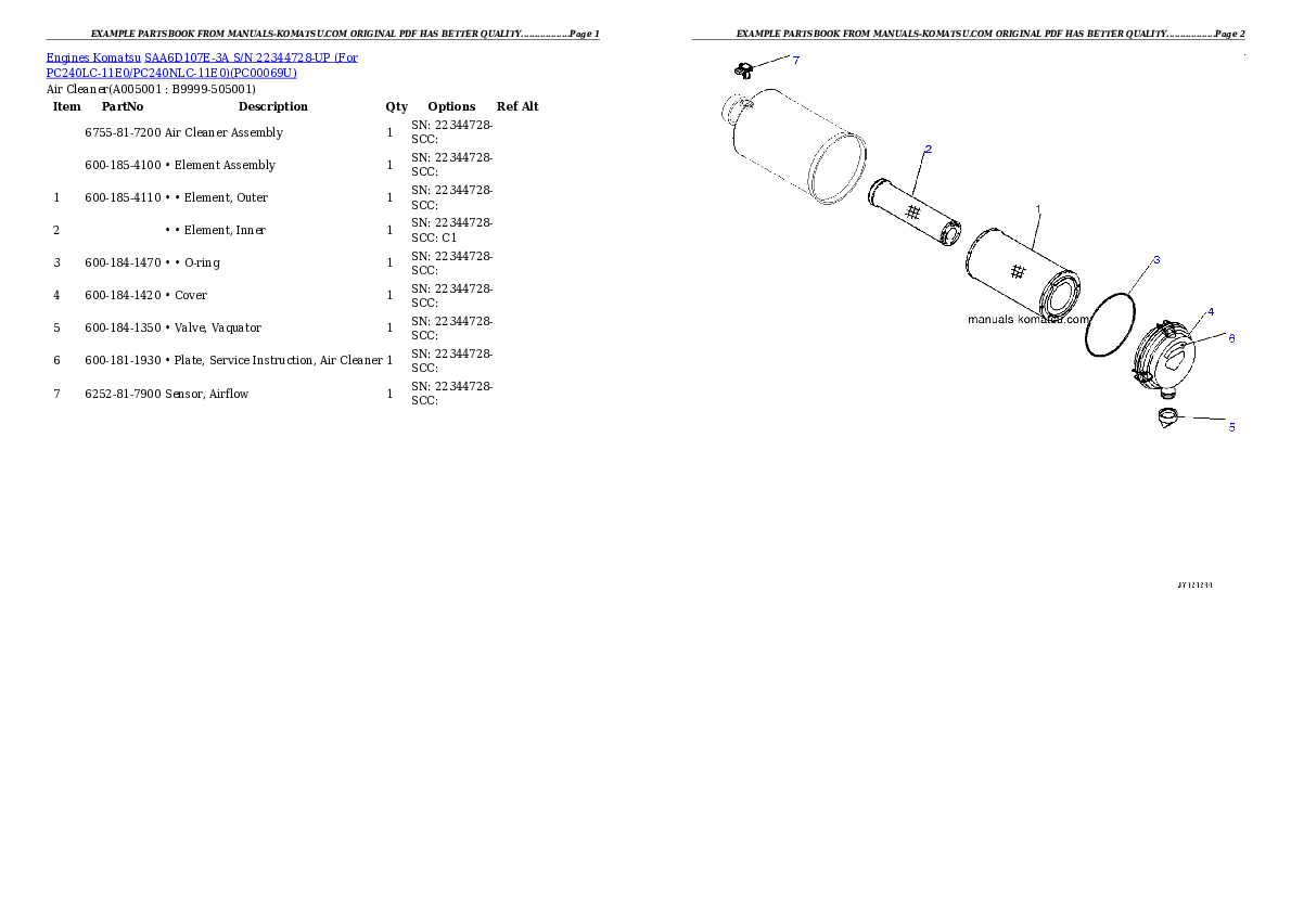 Protected: SAA6D107E-3A S/N 22344728-UP (For PC240LC-11E0/PC240NLC-11E0) Partsbook