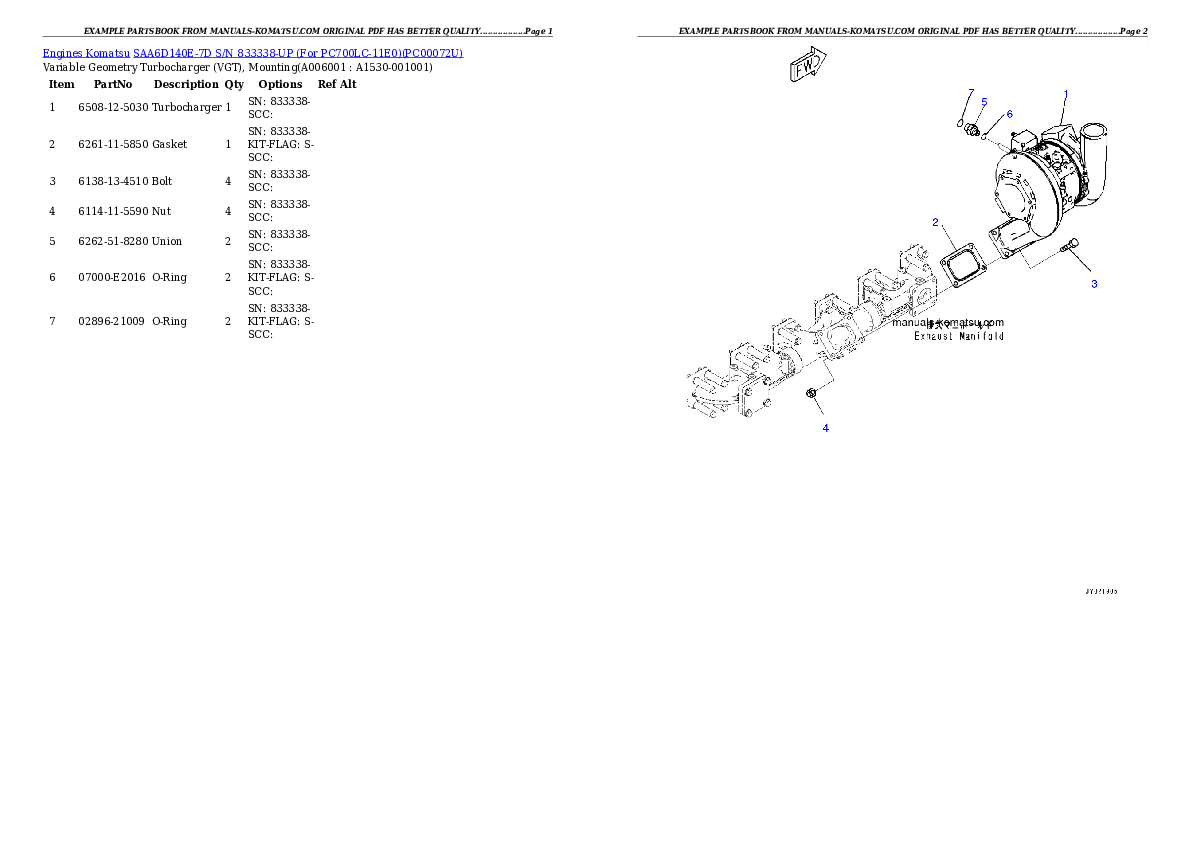 Protected: SAA6D140E-7D S/N 833338-UP (For PC700LC-11E0) Partsbook