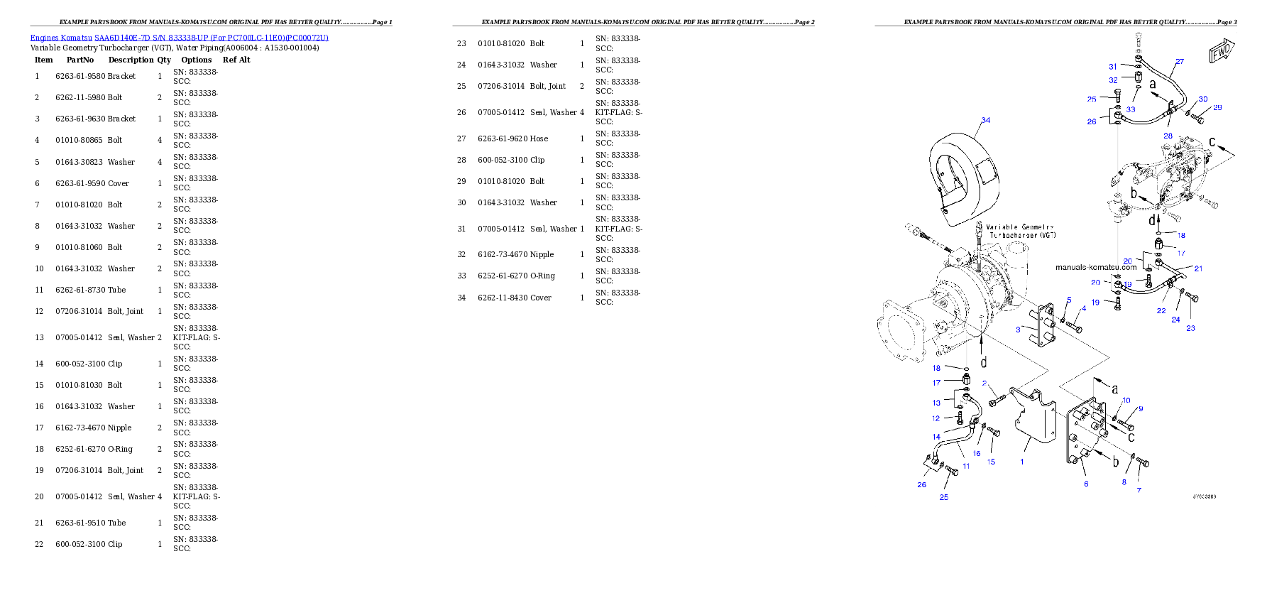 Protected: SAA6D140E-7D S/N 833338-UP (For PC700LC-11E0) Partsbook