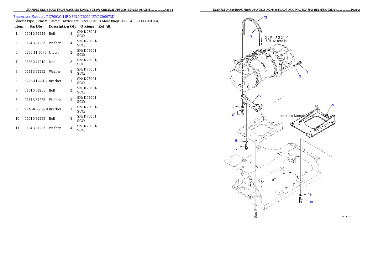 Protected: PC700LC-11E0 S/N K75001-UP Partsbook