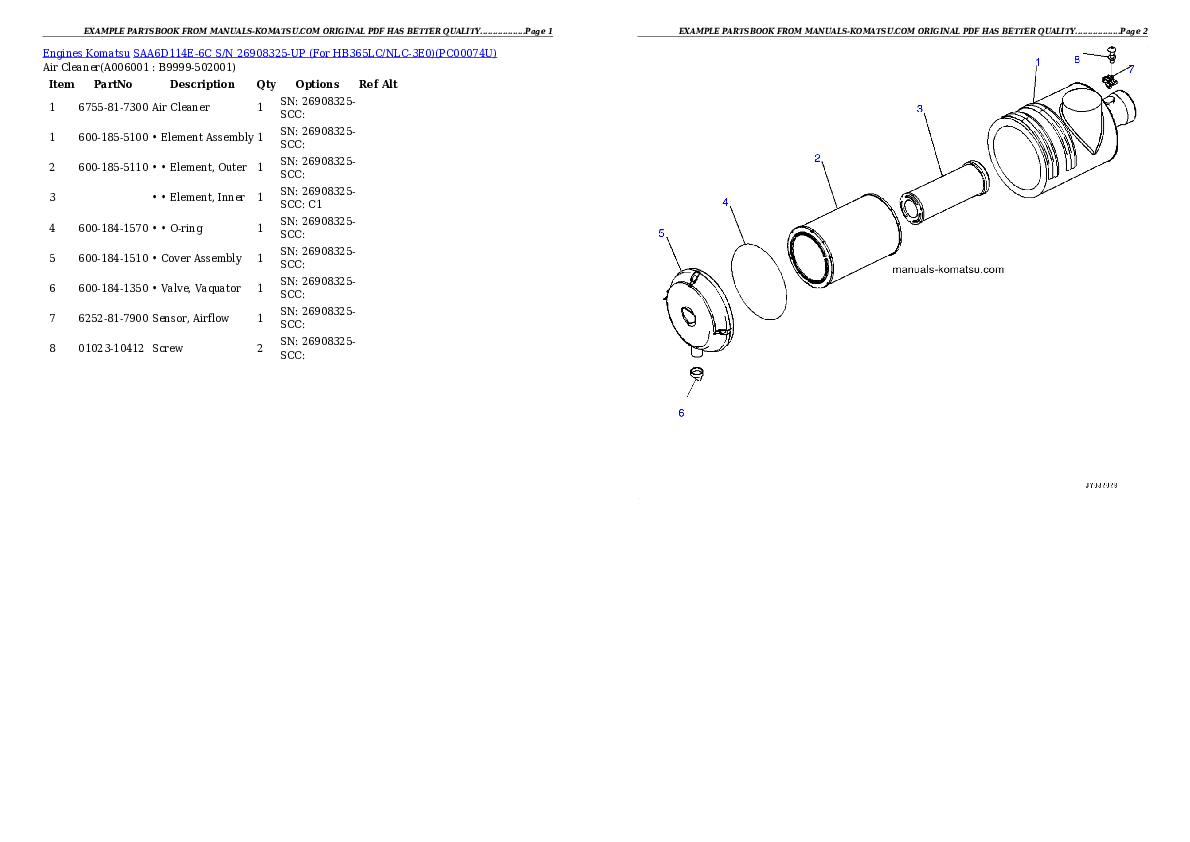 Protected: SAA6D114E-6C S/N 26908325-UP (For HB365LC/NLC-3E0) Partsbook