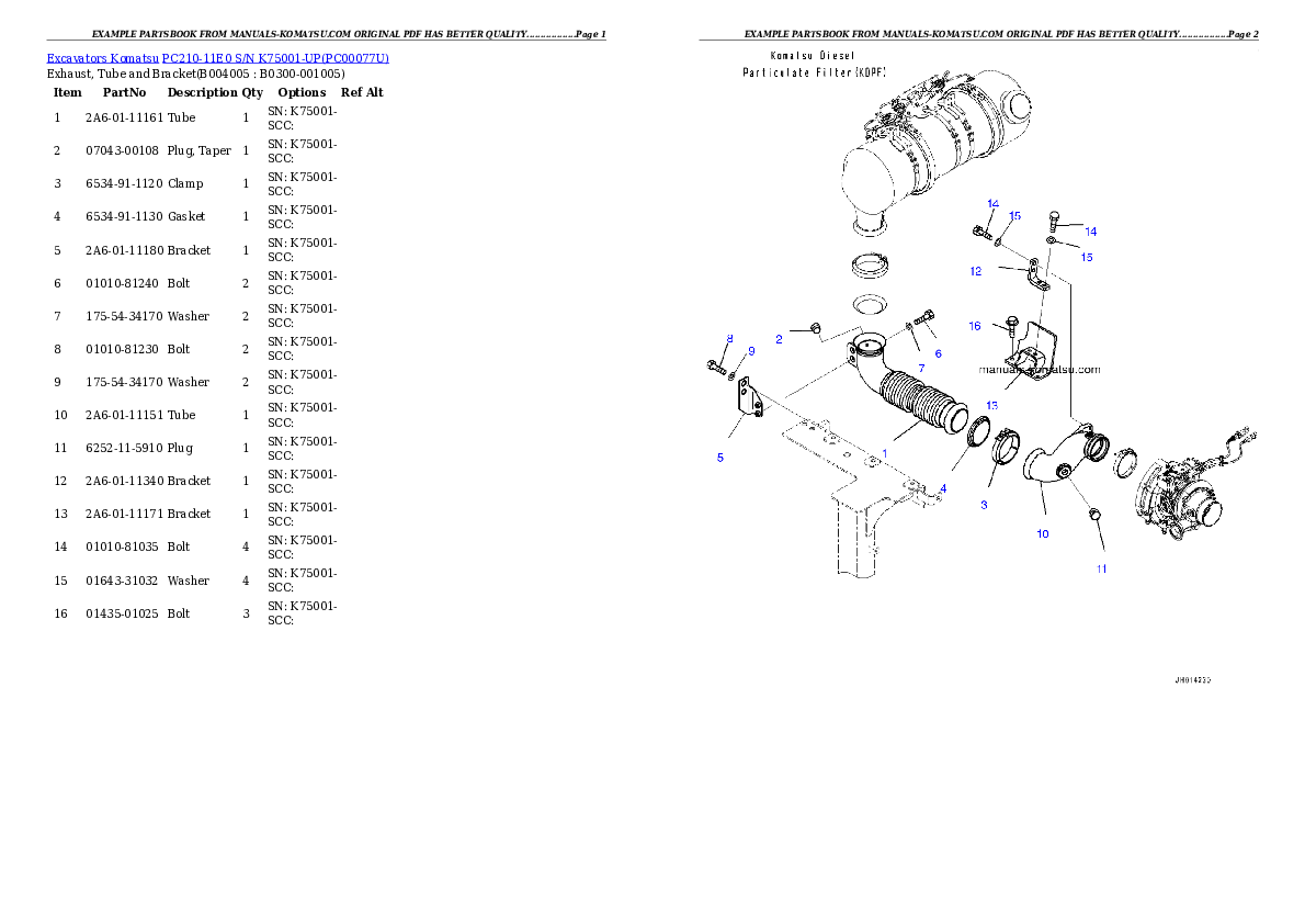 Protected: PC210-11E0 S/N K75001-UP Partsbook