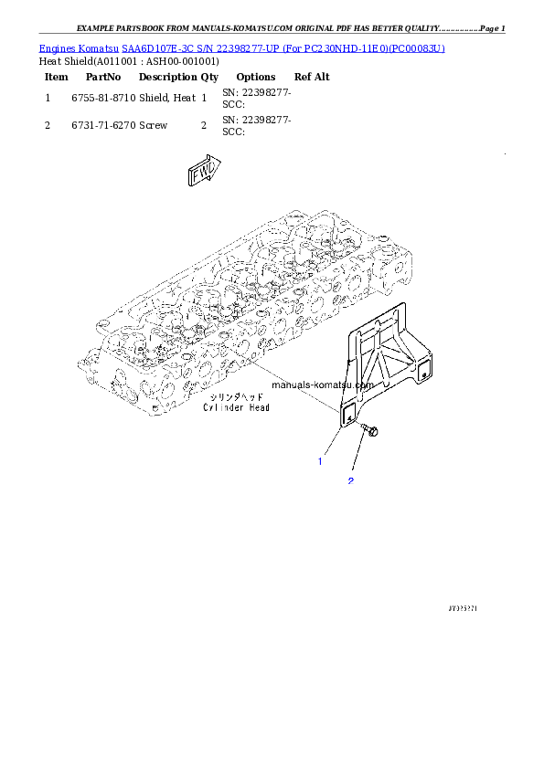 Protected: SAA6D107E-3C S/N 26609188-UP (For PC210-11/PC210-KU-11/PC210I-KU-11/PC210LC-11/PC210LC-KU-11/PC210LCI-11) Partsbook