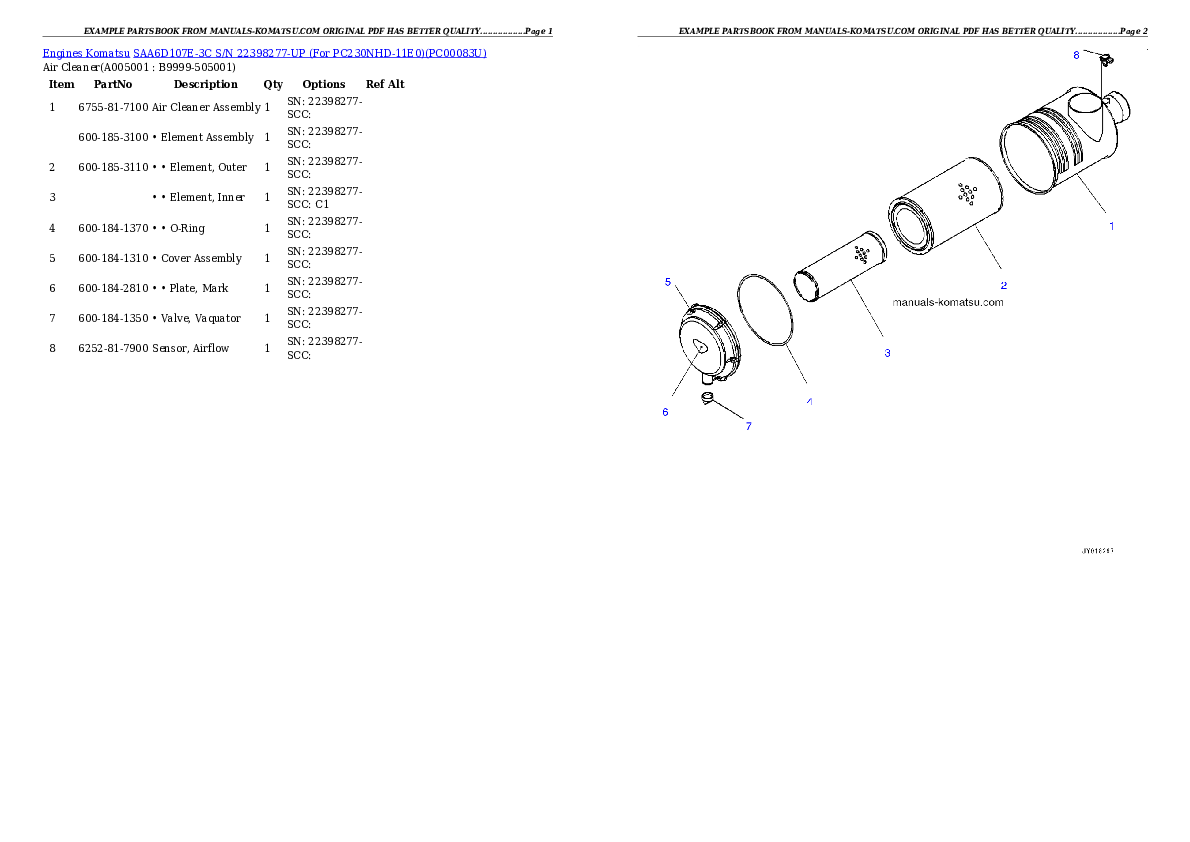 Protected: SAA6D107E-3C S/N 26609188-UP (For PC210-11/PC210-KU-11/PC210I-KU-11/PC210LC-11/PC210LC-KU-11/PC210LCI-11) Partsbook