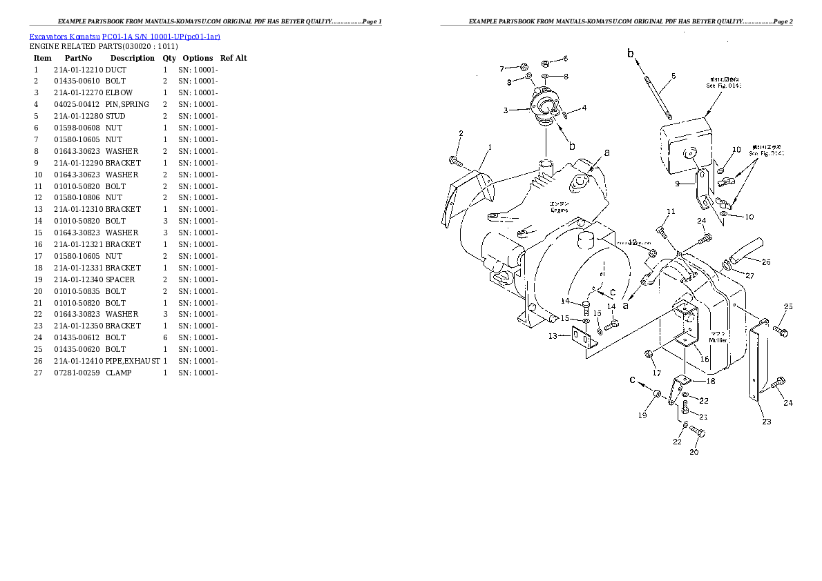PC01-1A S/N 10001-UP Partsbook