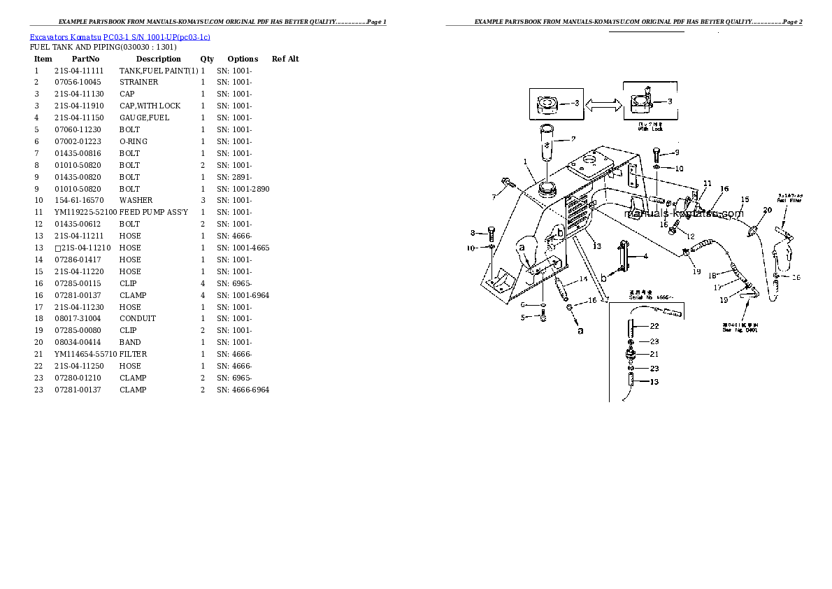 PC03-1 S/N 1001-UP Partsbook