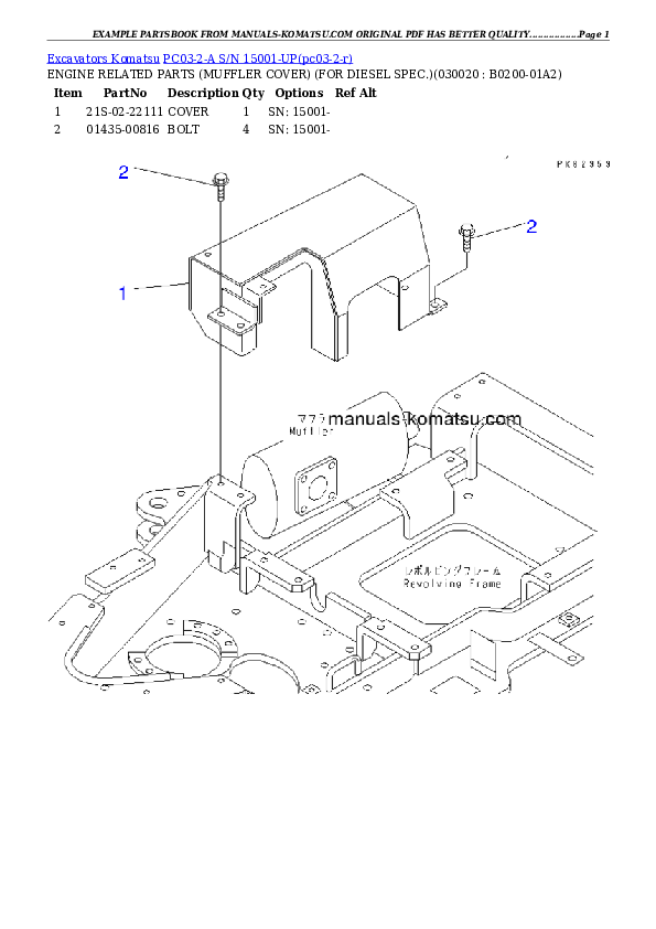PC03-2-A S/N 15001-UP Partsbook
