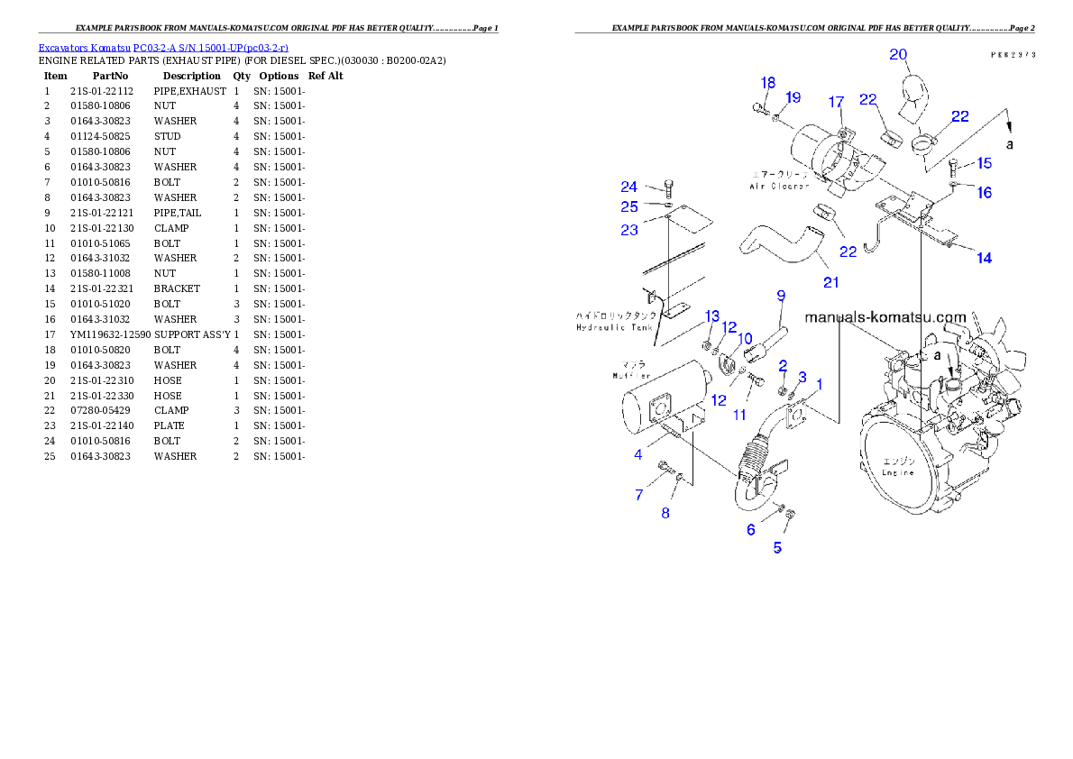PC03-2-A S/N 15001-UP Partsbook