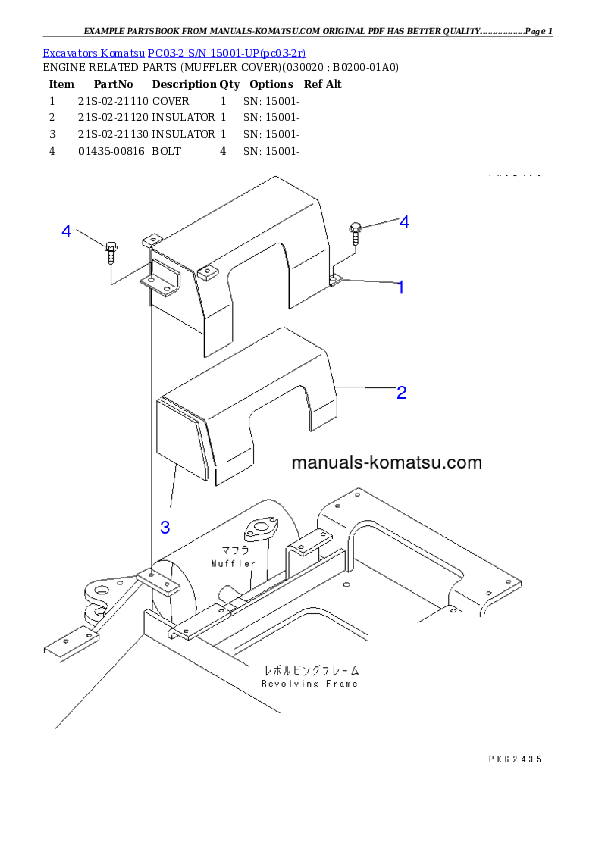 PC03-2 S/N 15001-UP Partsbook
