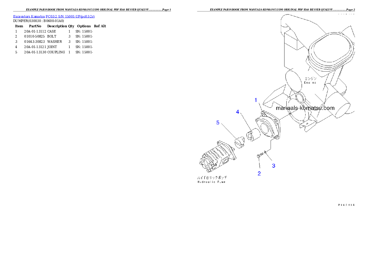 PC03-2 S/N 15001-UP Partsbook